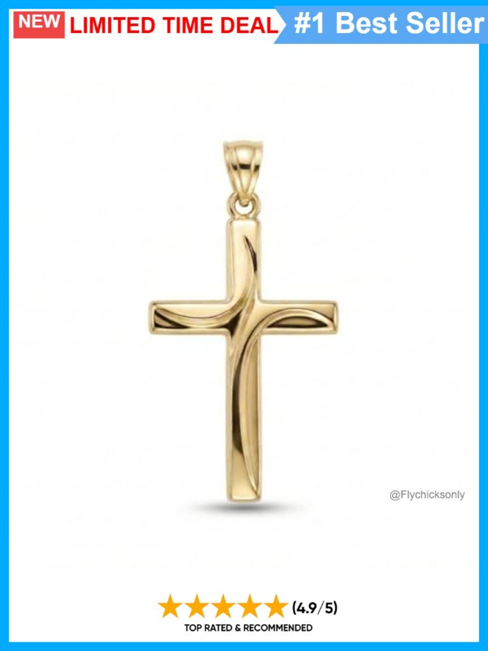 14k Gold Cross Pendant 10k Gold Religious Charm Hypoallergenic Made in USA